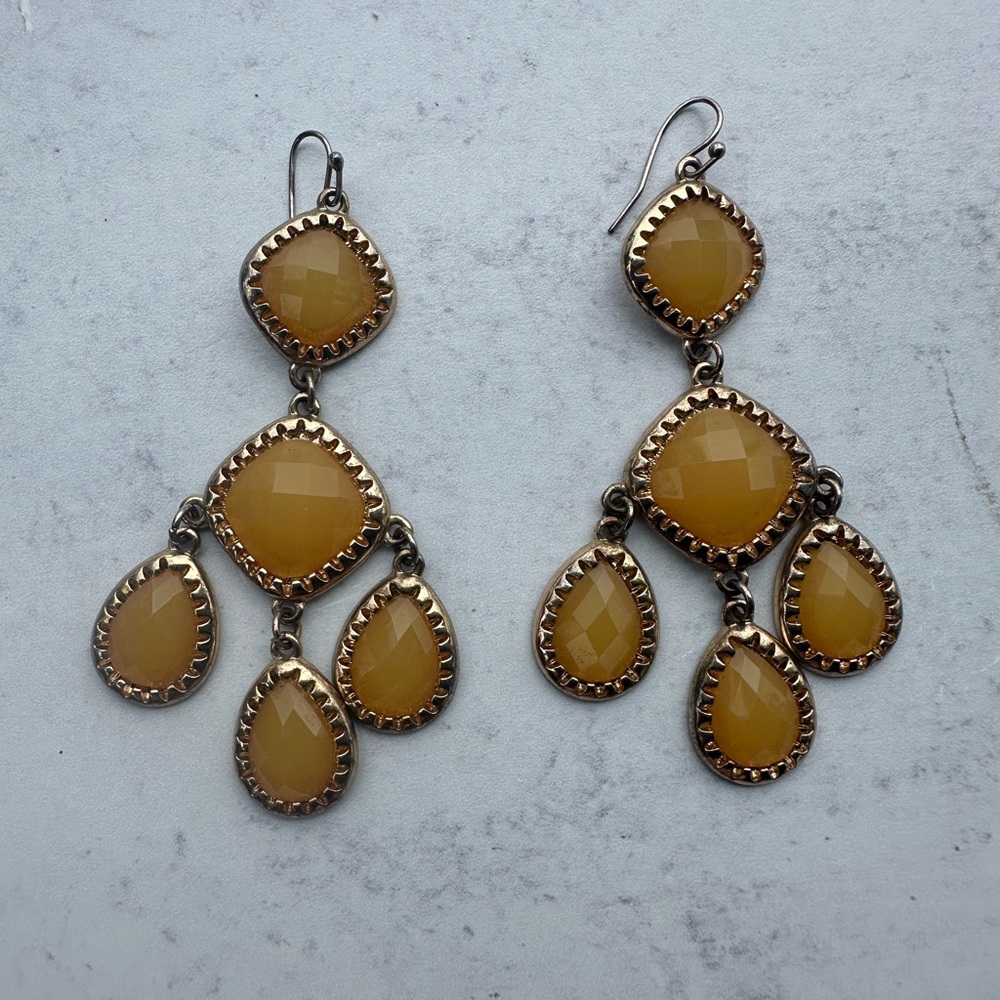 Elegant Yellow Chandelier Earrings Gold Vintage replica